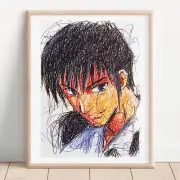 Nicholas D. Wolfwood Ballpoint Pen Print, Trigun Art Poster