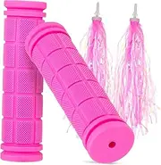 GANAZONO 1Pair Soft Bicycle Handlebar Grips with Streamers Antiskid Accessories for Bikes Scooters Tricycles Easy Installation and Fun
