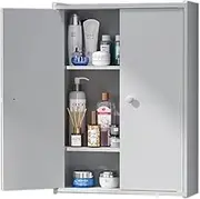 WuDLi Living Room Entrance Wall Cabinet Locker with double Door, Multifunctional 3-Layer closed Wall Cabinet, Bathroom Side storage Cabinet, Load capacity 25kg