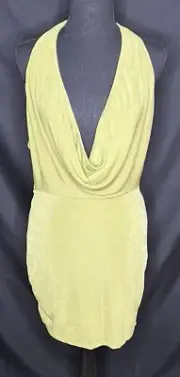 Fashion Nova Queen Of New York Slinky Mini Dress Chartreuse Lime Green Sz L