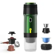 Portable Electric Espresso Makers, 3-in-1 Travel Coffee Maker for Camping Car, USB charge and Wireless heating, Ideal for RV, Hiking, Office Green