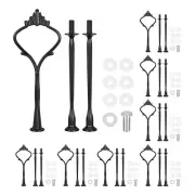 8 Set Cake Tray Stand Handle Plate Hardware Fitting, 3-Tiers Crown Black