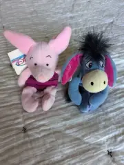Disney NWT Piglet and Eeyore mini bean bag plush babies