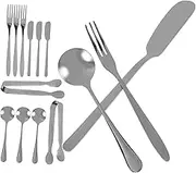 Mikinona 14-Piece Stainless Steel Butter Cheese Knife Spatula Fork Spoon Set Serving Utensil