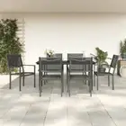 7 Piece Garden Dining Set Black Steel and Textilene