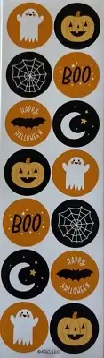 BOO CIRCLE Stickers(14pc) AGC•Halloween•Pumpkin Spiderweb•Ghost•Card Making•