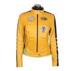 The Bride Kill Bill Uma Thurman Biker Yellow Women Leather Jacket