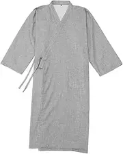 Bathrobe Men's Thin Bathrobe Pajamas Loose Casual and Comfortable Home Clothes Can Be Worn Outside Night Gown (B L)