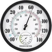 Hygrometer Indoor Outdoor Thermometer Round 10in Hygrometer Mechanical Weather Station Waterproof Accurate Minimalist Temperature Gauge for Home Lab Factory