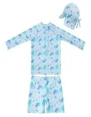[Big Softies] Long Sleeve Rashie with Short And Hat Whale in Blue