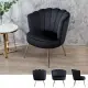 【BODEN】托倫貝殼造型黑色絨布單人休閒椅/沙發椅/洽談餐椅