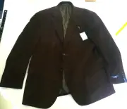 Dockers Mens 48R Corduroy 2 Button Jacket Blazer Dark Brown New Cotton Wale