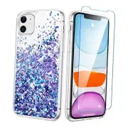 Glitter Case for iPhone 11 Glitter Case Liquid Bling Sparkle Clear BluePurple