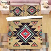 v3547 Bed Sheets BOHO Aztec Geometric Diamonds Triangles Patchwork Duvet Cover Set Bed Sheets IU3547