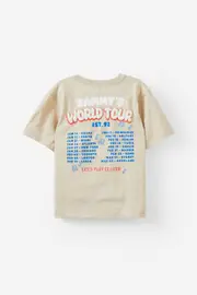 [Cotton On Kids] Cotton On Kids - Jonny Short Sleeve Graphic Print Tee Personalised - Rainy day/world tour lets play it loud 6 RAINY DAY/WORLD TOUR LETS PLAY IT LOUD