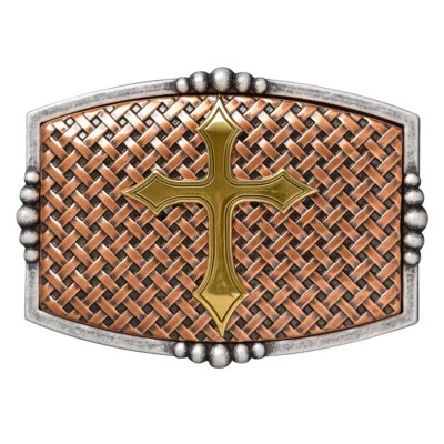 Nocona Copper Basket Weave with Gold Cross Belt Buckle 37115 (FAST SHIPPING)