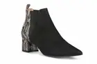 Klub Nico RENITA Black Suede Dramatically Pointy Toe Block Heel Chelsea Bootie