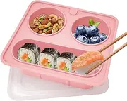 Divided Snack Trays - Divider Portable Snack Box | Reusable 3 Compartments Silicone 420Ml Container for Camping Entertaining Travel Kids Picnic Nut Party Fruits Candy