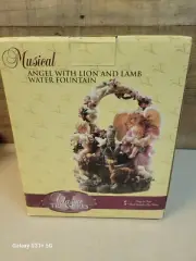 Classic Treasures Musical Angel w/ Lion and Lamb Water Fountain plays Music