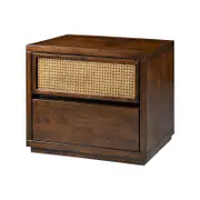 Sharon Bedside Table Solid Rubber Wood 2 Drawers Storage Cabinet Nightstand