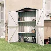 Garden Shed Brown 116x45x175 cm Galvanised Steel,Garden Storage Shed Galvanised Steel Weather and Dustproof Large Capacity Outdoor Sheds