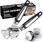 Manual Can Opener, Stainless Hand Held Can Opener, Super Sharp Cutting Wheel for Smooth Edge Cut, Soft Grip Oversized Knob for Seniors, Easy Turn Knob, Bottle Openers, Kitchen Tools