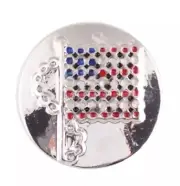 Silver Red White Blue Flag USA 20mm Snap Charm For Ginger Snaps Magnolia Vine