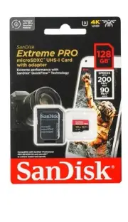 SanDisk 128GB Extreme Pro Micro SD MicroSDXC UHS-I U3 A2 Memory Card W/ Adapter