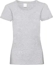 [Prime Fashions] Womens Plain Cotton Valueweight Round Neck Short Sleeves T-Shirt