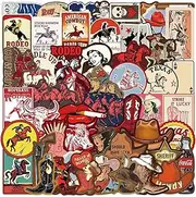50pcs Retro Cowboy Stickers and Decals for Kids Teens American Style West Cowboy Bumper Decals Cool Gothic Style Vinyl Waterproof Stickers for Tackle Box Water Bottle Laptop Suitcase Truck Car