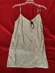 New W/Tags Silver Sequin Dress Banana Republic Size 14. Retails For $139