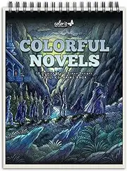 ColorIt Colorful Novels Adult Coloring Book to Relieve Stress, 50 Original Drawings from Classic Books, Spiral Binding, Perforated Pages, USA Printed, Lay Flat Hardback Book Cover, Ink Blotter Paper