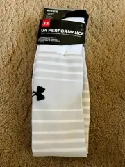 UA Performance Under Armour Over the Calf Soccer Socks White Gray Medium