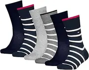 [Tommy Hilfiger] Unisex Children's Breton Stripe Classic Socks (Pack of 6), blau/grau