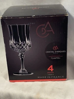 Cristal D'Arques LONGCHAMP Cordials 2 oz Set of 4 New In Box 4 1/2" T France