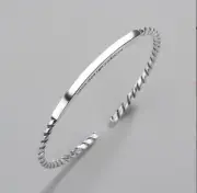 925 Silver Vintage Oval Bracelet Retro Elegant Men Open Cuff Bangle Jewelry Gift