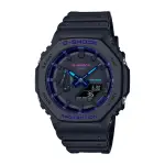 【CASIO 卡西歐】G-SHOCK 街頭時尚八角形虛擬配色雙顯休閒錶-黑X綠迷彩(GA-2100VB-1A)