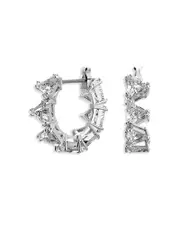 Swarovski Matrix Triangle Cut Small Hoop Earrings in Rhodium Plated