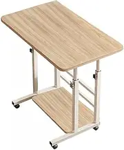 TOMVAES Bedside C-Shaped Laptop Desk, Height Adjustable Table Side Table, Steel Frame Mobile Standing Table with Wheels, Computer Desk Stand Desk for Sofa Bed Walnut