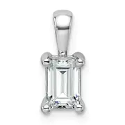 14k White Gold 3/4 Ct. Lab Grown Diamond VS/SI+ G+ Emerald Four Prong Pendant