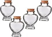 Cabilock 4Pcs Heart Shaped Transparent Glass Wishing Bottles DIY Drift Bottles with Corks for Perfumes Essential Oils and Creative Decorations