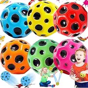WTpin Pack of 6 Jumps Rubber Ball, Jumps Space Ball, High Jumping Rubber Ball, Mini Bouncing Ball, Jump Moon Ball, Party Gifts for Children (Red, Orange, Yellow, Green, Pink and Blue)