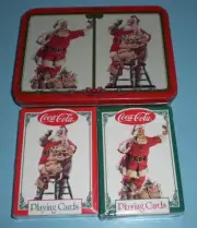 COCA COLA COKE PLAYING CARDS TIN - 2 CARD DECKS