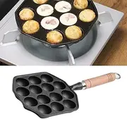 OKJHFD Takoyaki Pan,14 Holes Takoyaki Pan Nonstick Cast Iron Meat Balls Maker with Detachable Handle for Home Pancake Baking