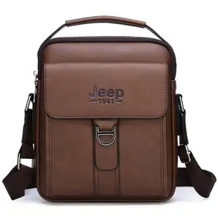 英國潮牌 JEEP 男士牛皮側背包斜挎包商務包時尚休閒包真皮平板包包