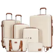 Luggage Sets 6 Piece Hardshell Suitcase Set, Expandable Lightweight Suitcases