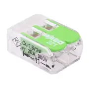 25 x 221-422 WAGO Green 2-Way Compact Lever Connector 4mm² 32A