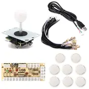 Joystick Push Button Game Controller DIY Kit for Arcade Fighting Video Game PC White