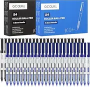 GC QUILL Rollerball Pens 0.5mm Needle Point Black Liquid Ink Pens 24 and Blue Liquid Ink Pens 24 for Bullet Journaling, Office Supplies for Writing, Taking Notes Sketching BKL48