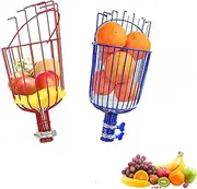 2Pack Fruit Picker Basket, Sturdy Fruit Tree Picker Tool with Adjustable Knob, Fruit Harvesting Tool for Gathering Apple Mango Orange Lemon Peach, Grabber Reach Tool (Pole Not Included)